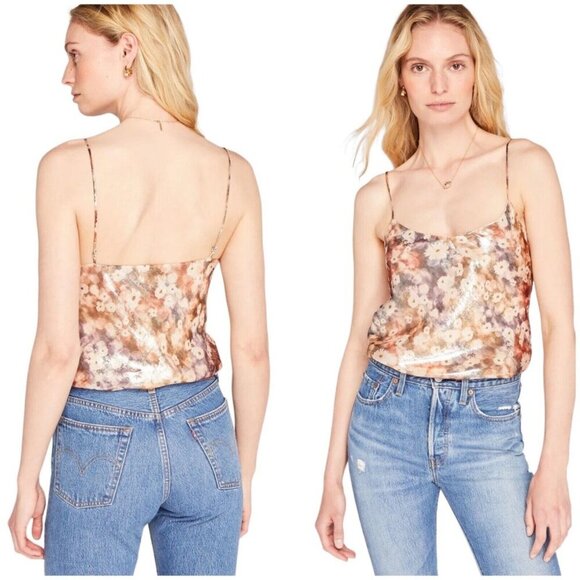 Club Monaco NWT Women’s Size XL Sunset Shimmer Silk Blend Kora Camisole Cami Top - Picture 4 of 12